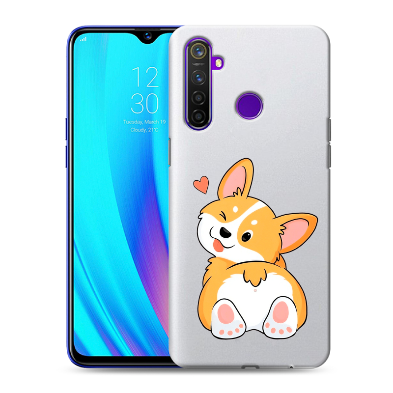 Силиконовый чехол на Realme 5 Pro с принтом Корги Силиконовый чехол на Realme 5 Pro с принтом Корги