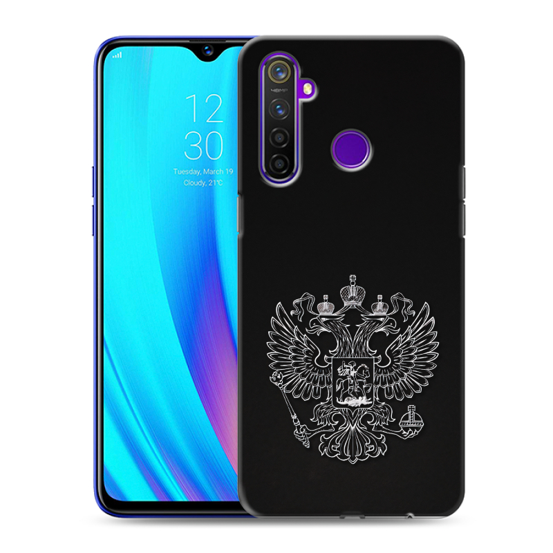 Силиконовый чехол на Realme 5 Pro с принтом Герб России Силиконовый чехол на Realme 5 Pro с принтом Герб России