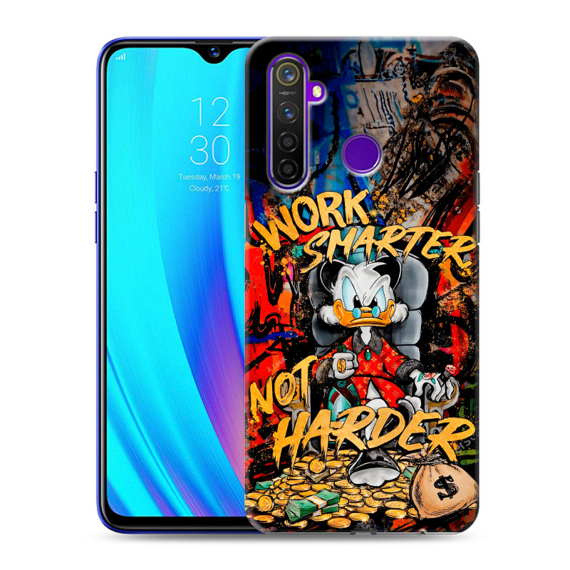 Пластиковый чехол на Realme 5 Pro с принтом Дональд Дак Деньги Пластиковый чехол на Realme 5 Pro с принтом Дональд Дак Деньги