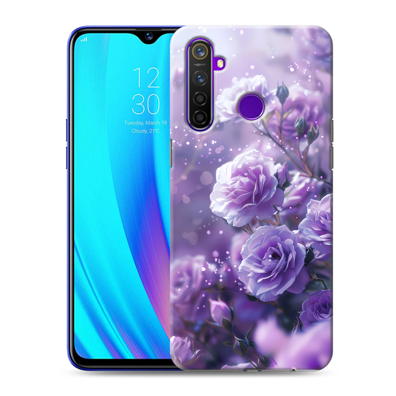 Силиконовый чехол на Realme 5 Pro с принтом Розы цветы Силиконовый чехол на Realme 5 Pro с принтом Розы цветы
