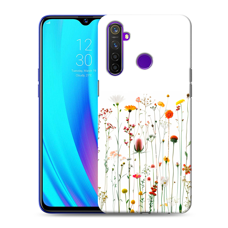 Силиконовый чехол на Realme 5 Pro с принтом цветы Силиконовый чехол на Realme 5 Pro с принтом цветы