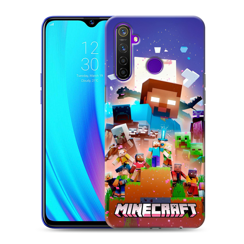 Пластиковый чехол на Realme 5 Pro с принтом Майнкрафт Minecraft Пластиковый чехол на Realme 5 Pro с принтом Майнкрафт Minecraft