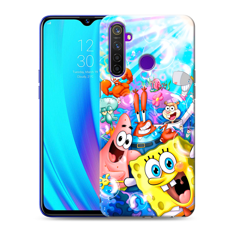 Пластиковый чехол на Realme 5 Pro с принтом спанчбоб спанч боб Пластиковый чехол на Realme 5 Pro с принтом спанчбоб спанч боб