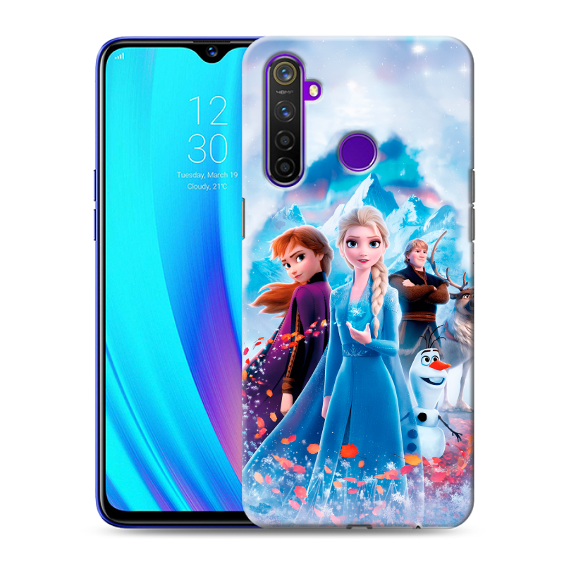 Пластиковый чехол на Realme 5 Pro с принтом Холодное сердце Frozen Пластиковый чехол на Realme 5 Pro с принтом Холодное сердце Frozen