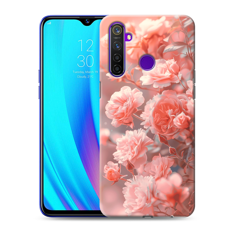 Пластиковый чехол на Realme 5 Pro с принтом Розы цветы Пластиковый чехол на Realme 5 Pro с принтом Розы цветы