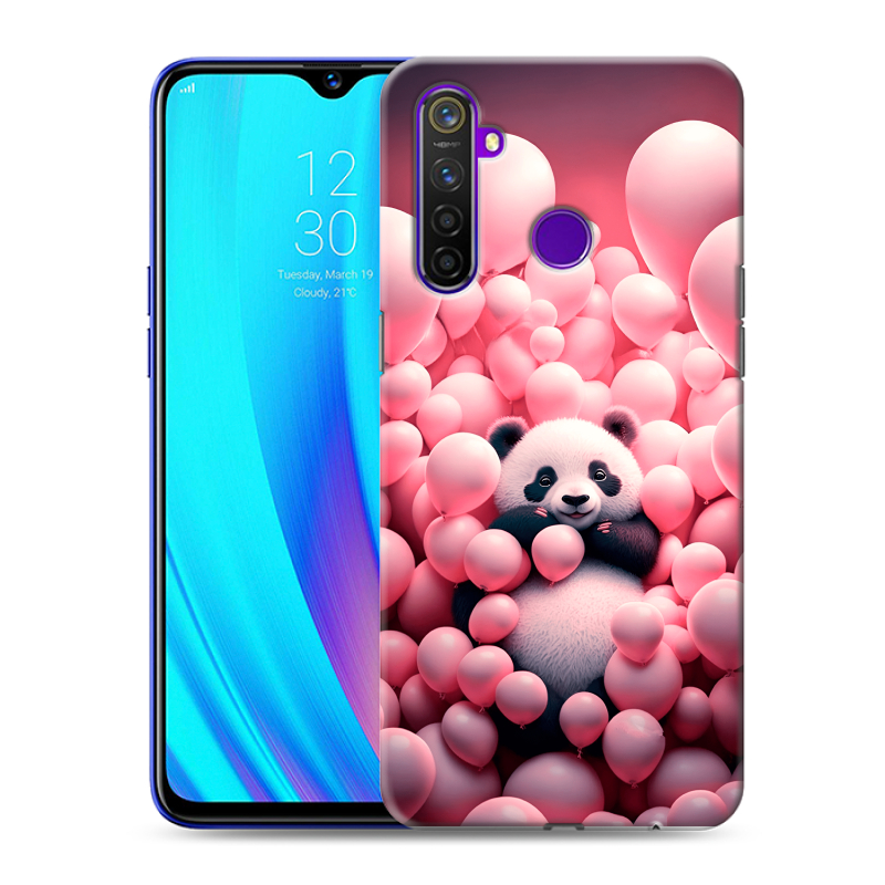 Силиконовый чехол на Realme 5 Pro с принтом Панда Силиконовый чехол на Realme 5 Pro с принтом Панда