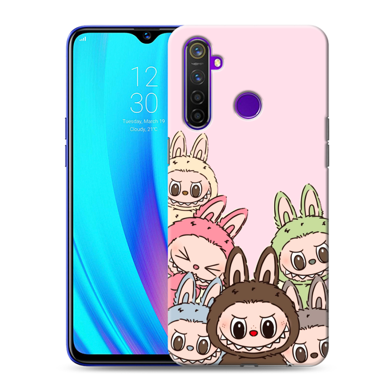 Пластиковый чехол на Realme 5 Pro с принтом Лабубу Пластиковый чехол на Realme 5 Pro с принтом Лабубу