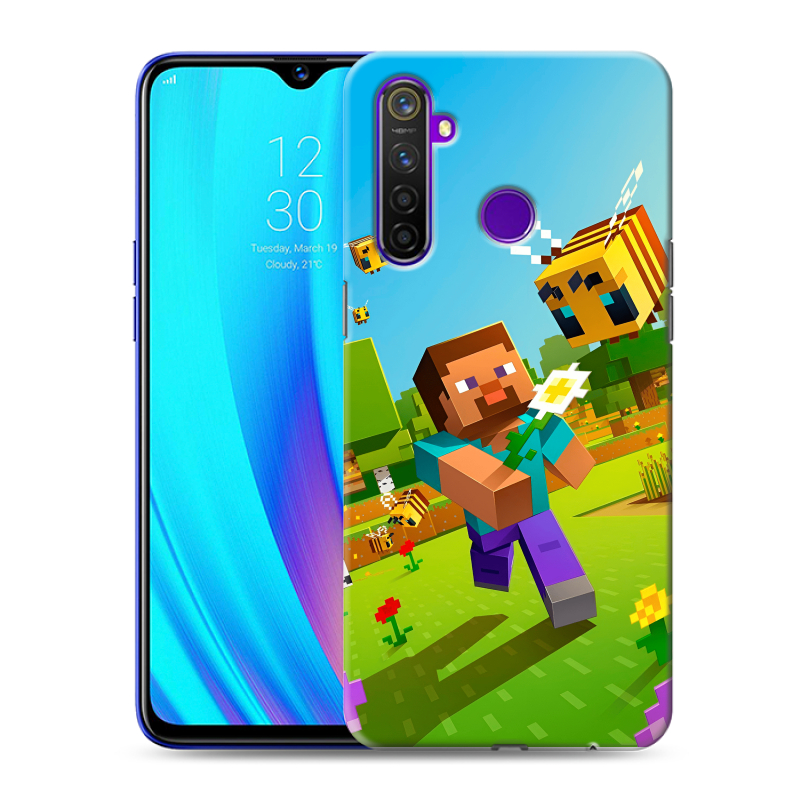 Пластиковый чехол на Realme 5 Pro с принтом Майнкрафт Minecraft Пластиковый чехол на Realme 5 Pro с принтом Майнкрафт Minecraft