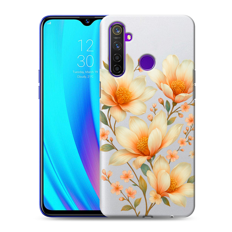 Силиконовый чехол на Realme 5 Pro с принтом Цветы Силиконовый чехол на Realme 5 Pro с принтом Цветы
