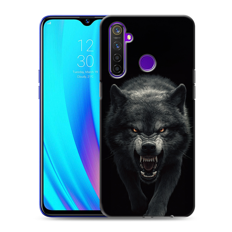 Силиконовый чехол на Realme 5 Pro с принтом Волк Силиконовый чехол на Realme 5 Pro с принтом Волк