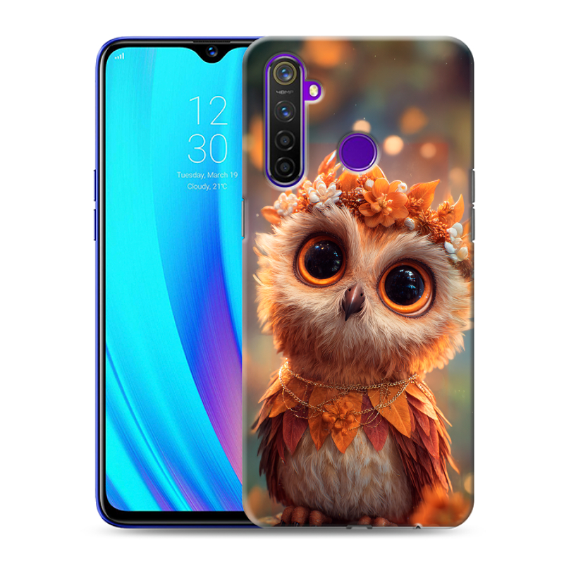 Силиконовый чехол на Realme 5 Pro с принтом Милая сова Силиконовый чехол на Realme 5 Pro с принтом Милая сова
