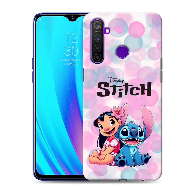Пластиковый чехол на Realme 5 Pro с принтом Лило и Стич Пластиковый чехол на Realme 5 Pro с принтом Лило и Стич