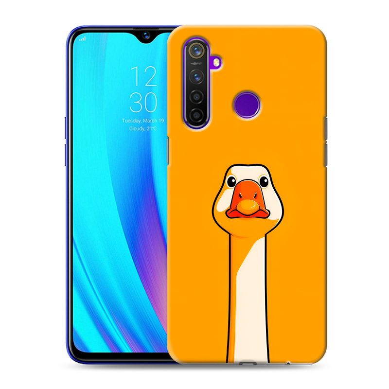 Пластиковый чехол на Realme 5 Pro с принтом Смешная утка Пластиковый чехол на Realme 5 Pro с принтом Смешная утка