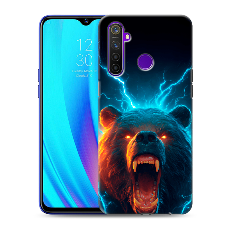 Силиконовый чехол на Realme 5 Pro с принтом Медведь Силиконовый чехол на Realme 5 Pro с принтом Медведь