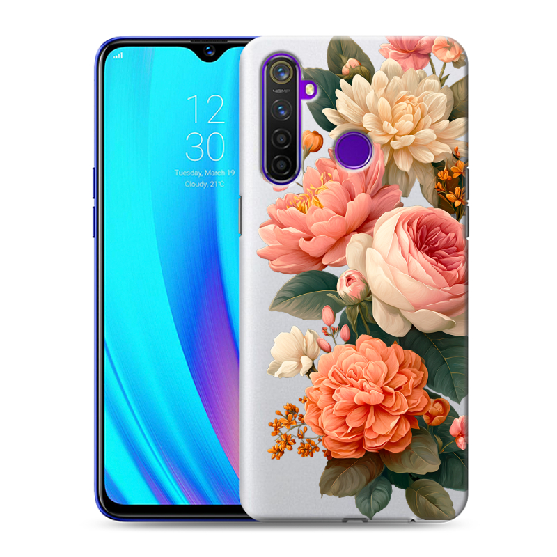 Пластиковый чехол на Realme 5 Pro с принтом цветы Пластиковый чехол на Realme 5 Pro с принтом цветы