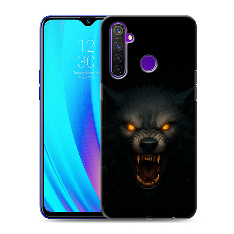 Силиконовый чехол на Realme 5 Pro с принтом Волк Силиконовый чехол на Realme 5 Pro с принтом Волк