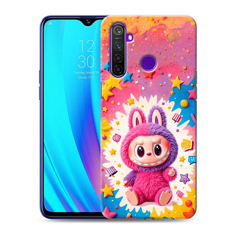 Силиконовый чехол на Realme 5 Pro с принтом Labubu Лабубу Силиконовый чехол на Realme 5 Pro с принтом Labubu Лабубу