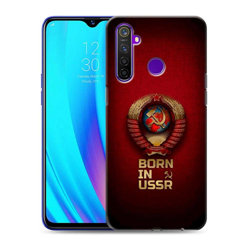 Пластиковый чехол на Realme 5 Pro с принтом Флаг Герб СССР Пластиковый чехол на Realme 5 Pro с принтом Флаг Герб СССР