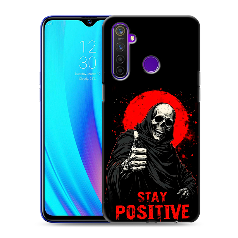 Пластиковый чехол на Realme 5 Pro с принтом смешной скелет Пластиковый чехол на Realme 5 Pro с принтом смешной скелет