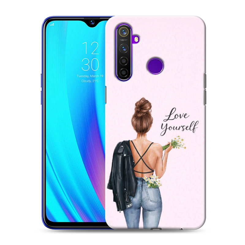 Пластиковый чехол на Realme 5 Pro с принтом женский Пластиковый чехол на Realme 5 Pro с принтом женский