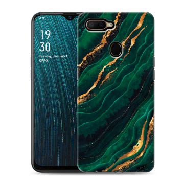 Силиконовый чехол на OPPO A5s с принтом Мрамор зеленое золото Силиконовый чехол на OPPO A5s с принтом Мрамор зеленое золото