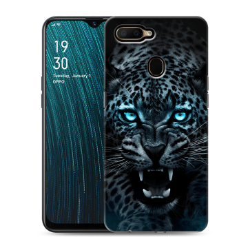 Силиконовый чехол на OPPO A5s с принтом Темный леопард Силиконовый чехол на OPPO A5s с принтом Темный леопард