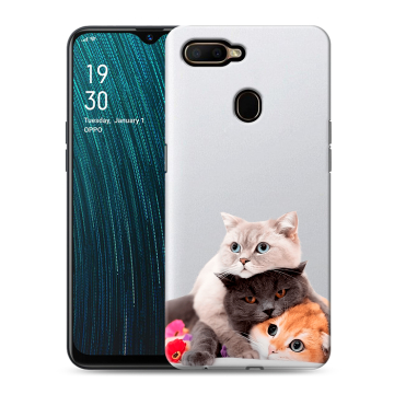 Силиконовый чехол на OPPO A5s с принтом Кошки Силиконовый чехол на OPPO A5s с принтом Кошки