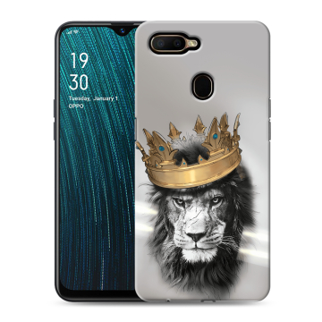Силиконовый чехол на OPPO A5s с принтом Лев с короной Силиконовый чехол на OPPO A5s с принтом Лев с короной