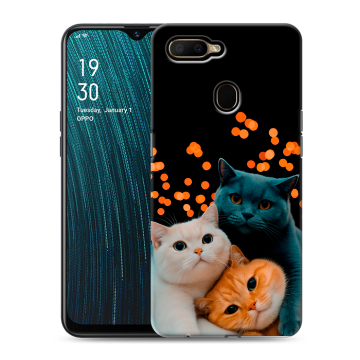 Силиконовый чехол на OPPO A5s с принтом Кошки Силиконовый чехол на OPPO A5s с принтом Кошки