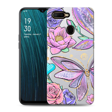 Силиконовый чехол на OPPO A5s с принтом Бабочки и цветы Силиконовый чехол на OPPO A5s с принтом Бабочки и цветы