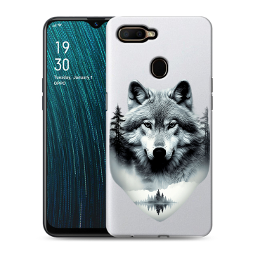 Силиконовый чехол на OPPO A5s с принтом Волк в лесу Силиконовый чехол на OPPO A5s с принтом Волк в лесу