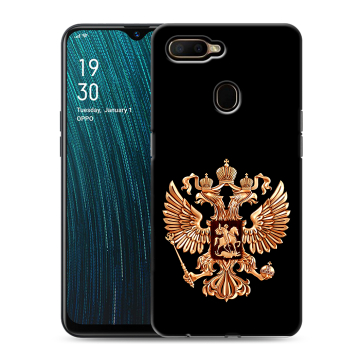 Силиконовый чехол на OPPO A5s с принтом Герб России золотой