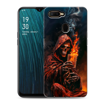Силиконовый чехол на OPPO A5s с принтом Скелет и карты Силиконовый чехол на OPPO A5s с принтом Скелет и карты