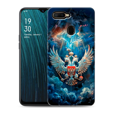 Силиконовый чехол на OPPO A5s с принтом Герб флаг России Силиконовый чехол на OPPO A5s с принтом Герб флаг России