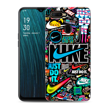 Силиконовый чехол на OPPO A5s с принтом найк nike черный
