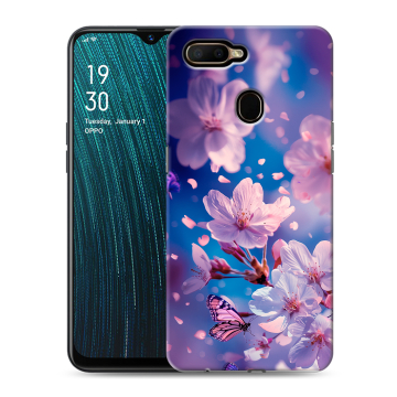 Силиконовый чехол на OPPO A5s с принтом цветы бабочки Силиконовый чехол на OPPO A5s с принтом цветы бабочки