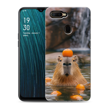 Силиконовый чехол на OPPO A5s с принтом Капибара с апельсином Силиконовый чехол на OPPO A5s с принтом Капибара с апельсином