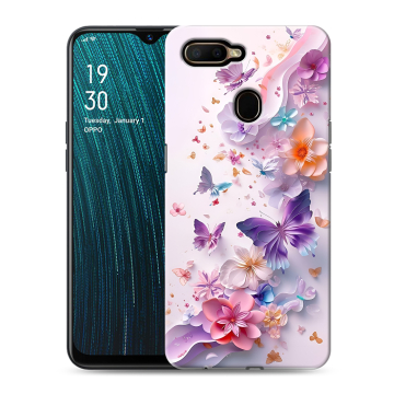 Силиконовый чехол на OPPO A5s с принтом цветы бабочки