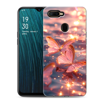 Силиконовый чехол на OPPO A5s с принтом бабочки розовые