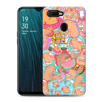 Силиконовый чехол на OPPO A5s с принтом капибары Силиконовый чехол на OPPO A5s с принтом капибары