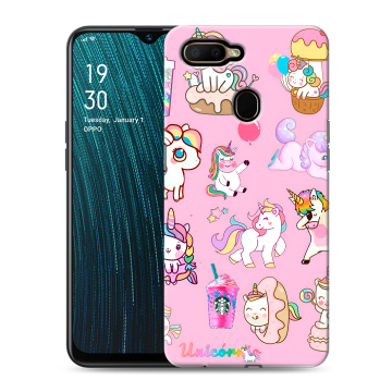 Силиконовый чехол на OPPO A5s с принтом розовые единороги Силиконовый чехол на OPPO A5s с принтом розовые единороги