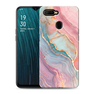 Силиконовый чехол на OPPO A5s с принтом розовый мрамор