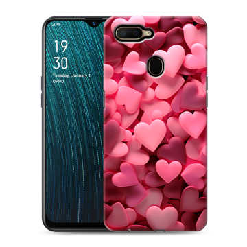 Силиконовый чехол на OPPO A5s с принтом розовые сердечки Силиконовый чехол на OPPO A5s с принтом розовые сердечки