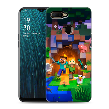 Силиконовый чехол на OPPO A5s с принтом Майнкрафт Minecraft
