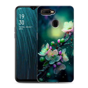 Силиконовый чехол на OPPO A5s с принтом Цветы и мрамор