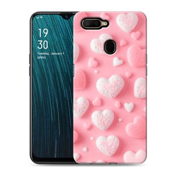 Силиконовый чехол на OPPO A5s с принтом Сердечки