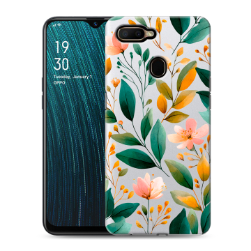 Силиконовый чехол на OPPO A5s с принтом Цветы паттерн Силиконовый чехол на OPPO A5s с принтом Цветы паттерн