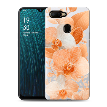 Силиконовый чехол на OPPO A5s с принтом Бежевые цветы Силиконовый чехол на OPPO A5s с принтом Бежевые цветы