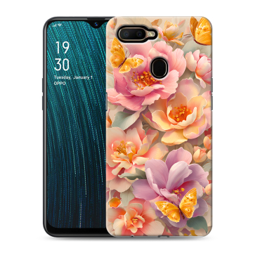 Силиконовый чехол на OPPO A5s с принтом Цветы и бабочки Силиконовый чехол на OPPO A5s с принтом Цветы и бабочки