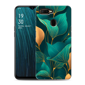 Силиконовый чехол на OPPO A5s с принтом Листья и золото Силиконовый чехол на OPPO A5s с принтом Листья и золото